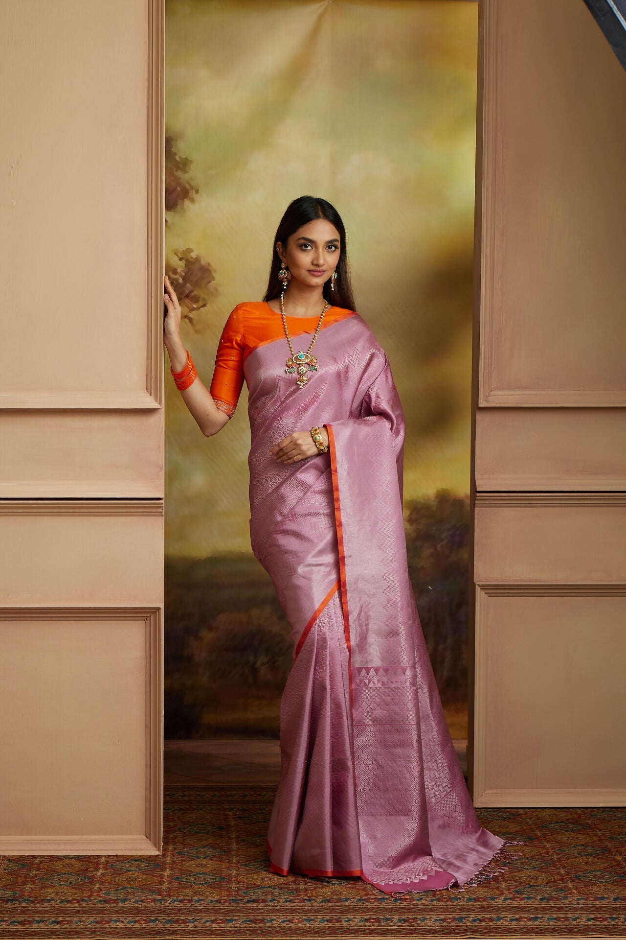 Lavender Pure Silk Saree