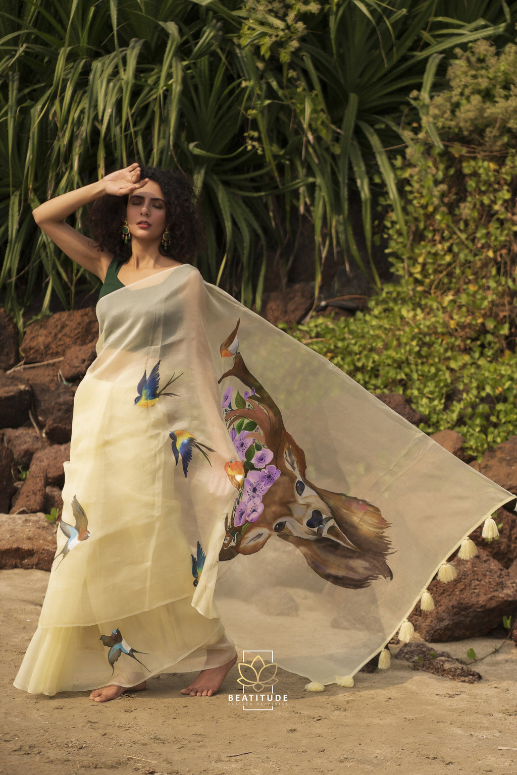 Leto – Organza Silk Handpainted Copyright Designer Saree