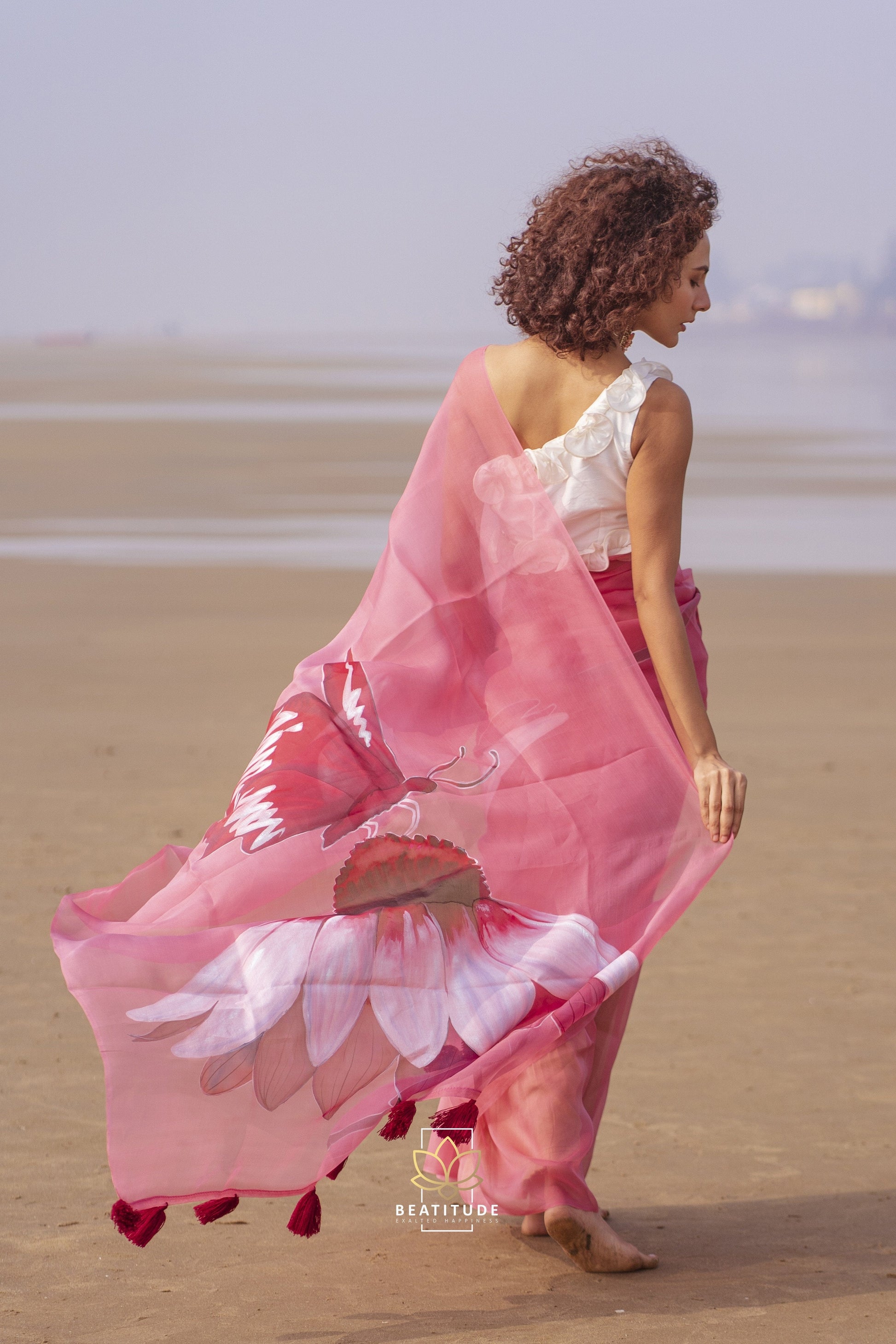 Aphrodite Handpainted Copyright Designer Organza Silk Saree