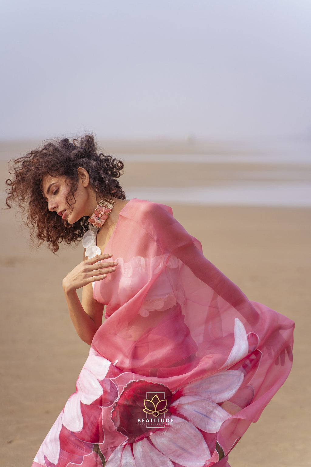 Aphrodite Handpainted Copyright Designer Organza Silk Saree