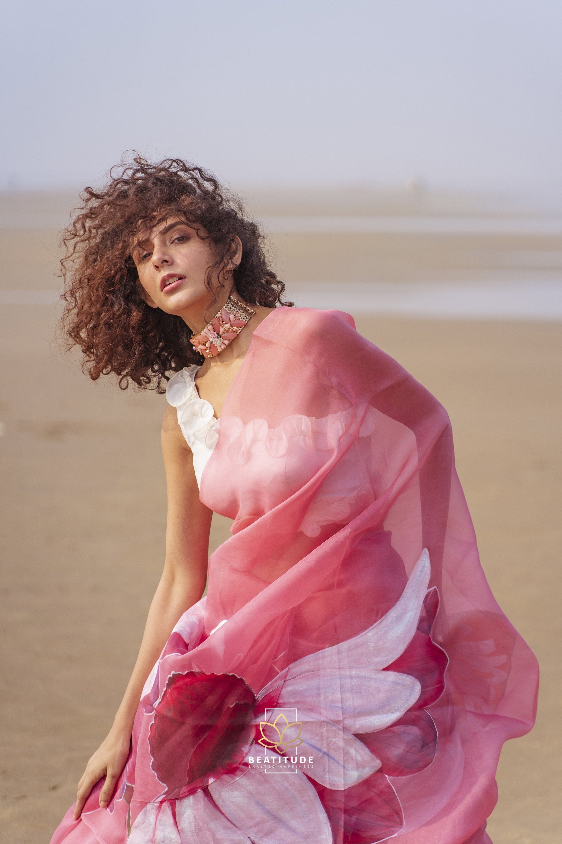 Aphrodite Handpainted Copyright Designer Organza Silk Saree