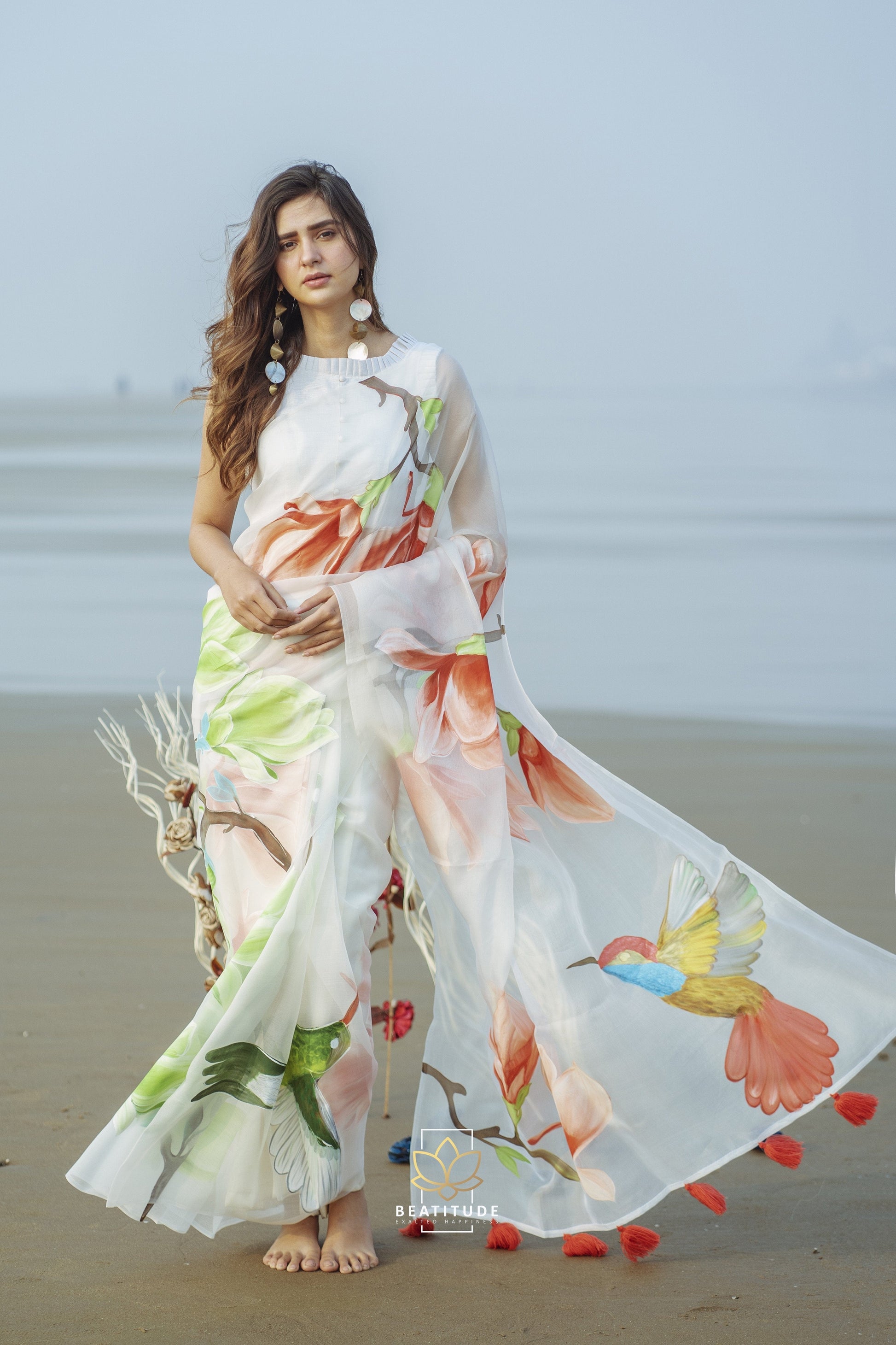 Euphrosyne - Organza Silk Handpainted Copyright Designer Saree