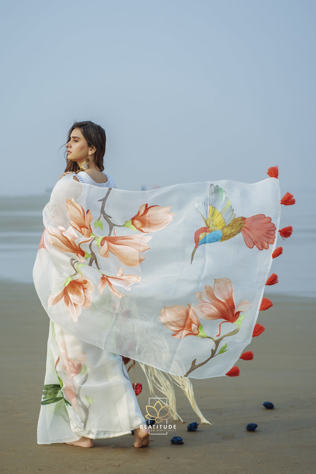 Euphrosyne - Organza Silk Handpainted Copyright Designer Saree