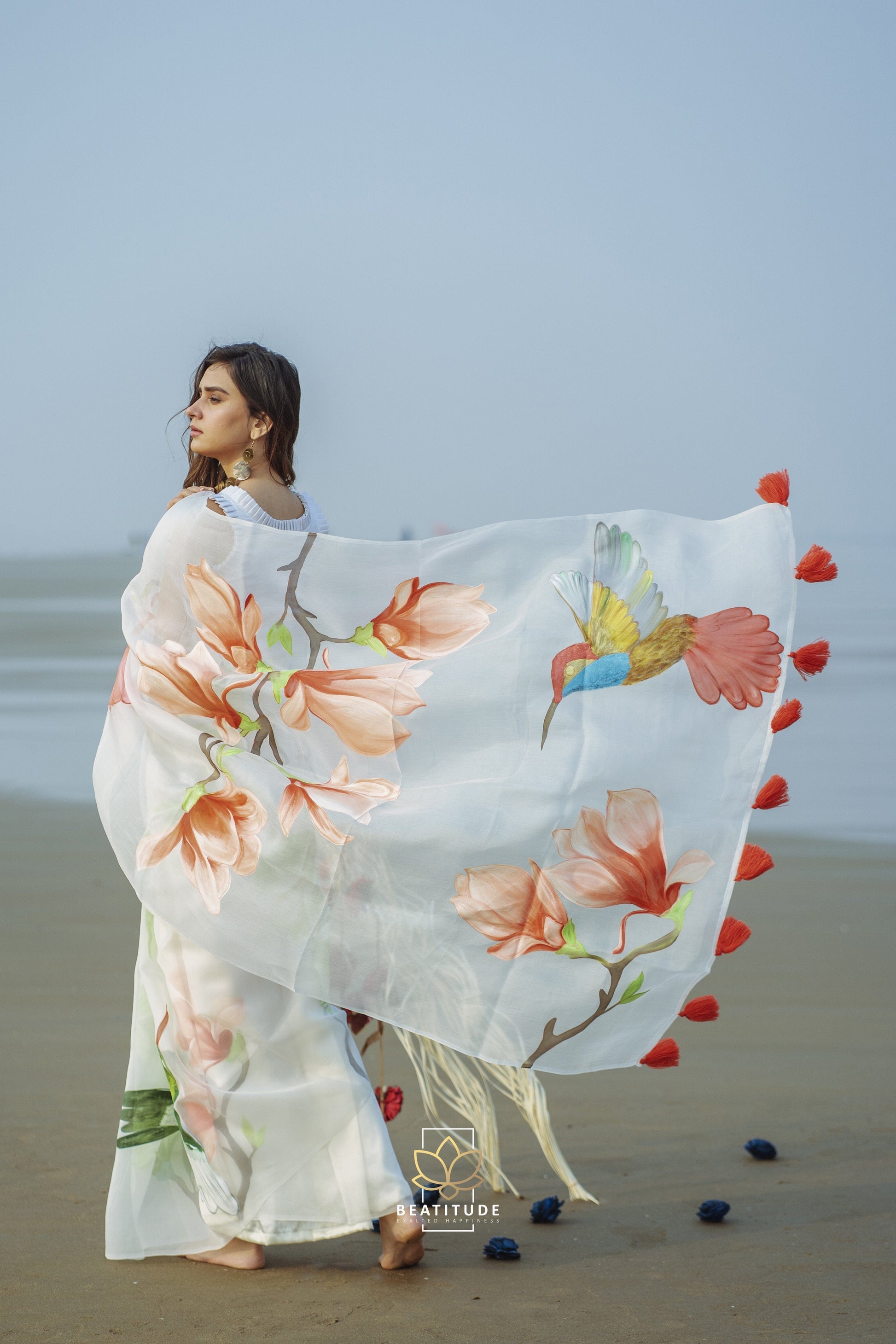 Euphrosyne - Organza Silk Handpainted Copyright Designer Saree