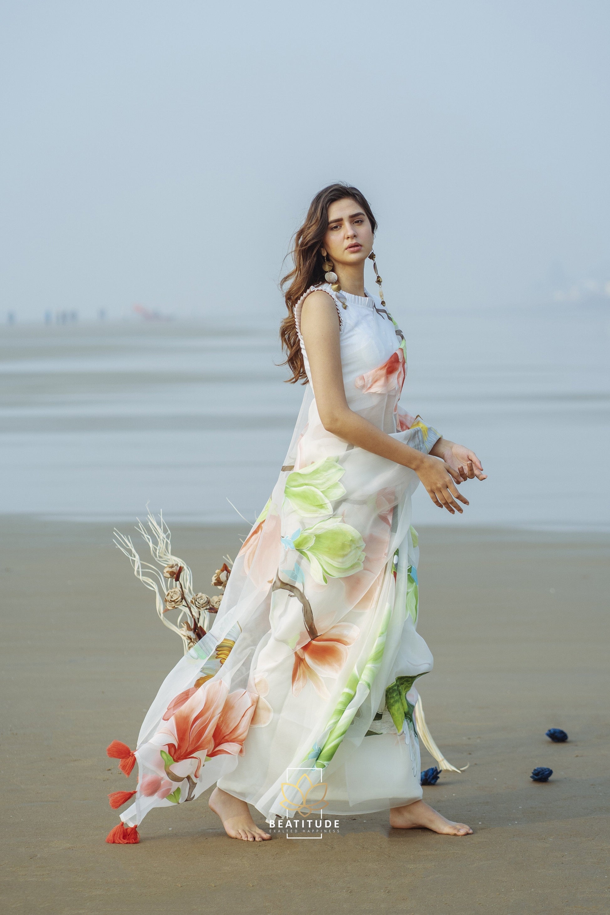 Euphrosyne - Organza Silk Handpainted Copyright Designer Saree