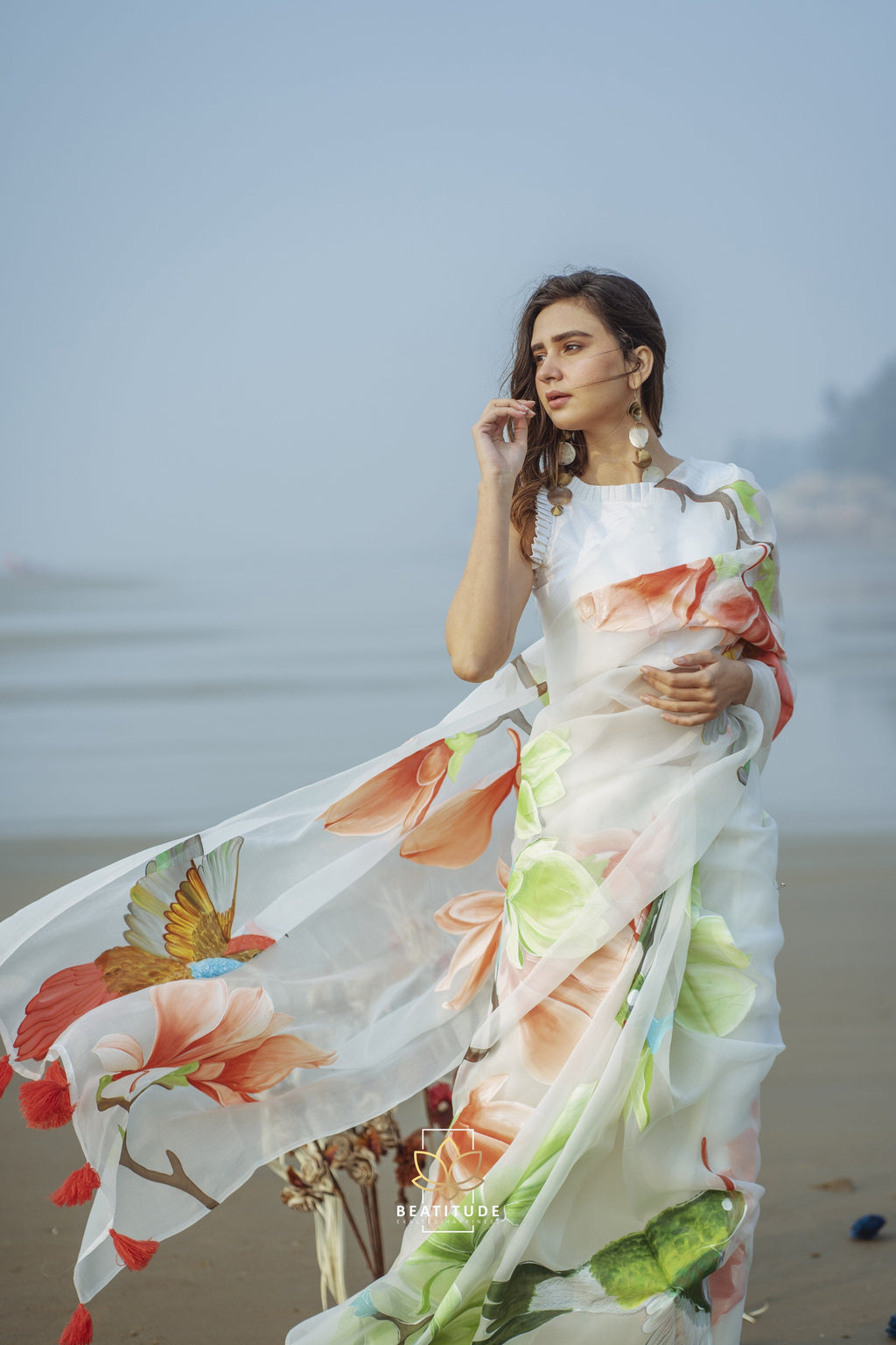 Euphrosyne - Organza Silk Handpainted Copyright Designer Saree