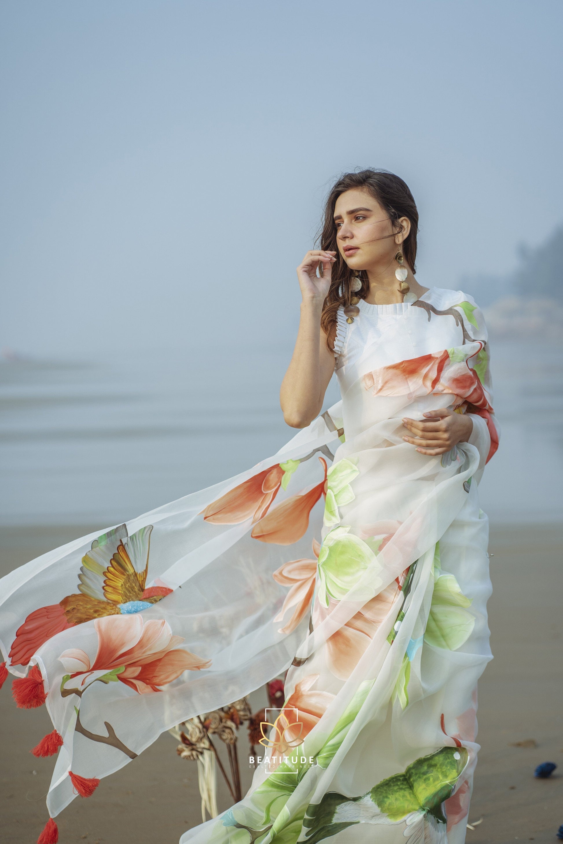 Euphrosyne - Organza Silk Handpainted Copyright Designer Saree