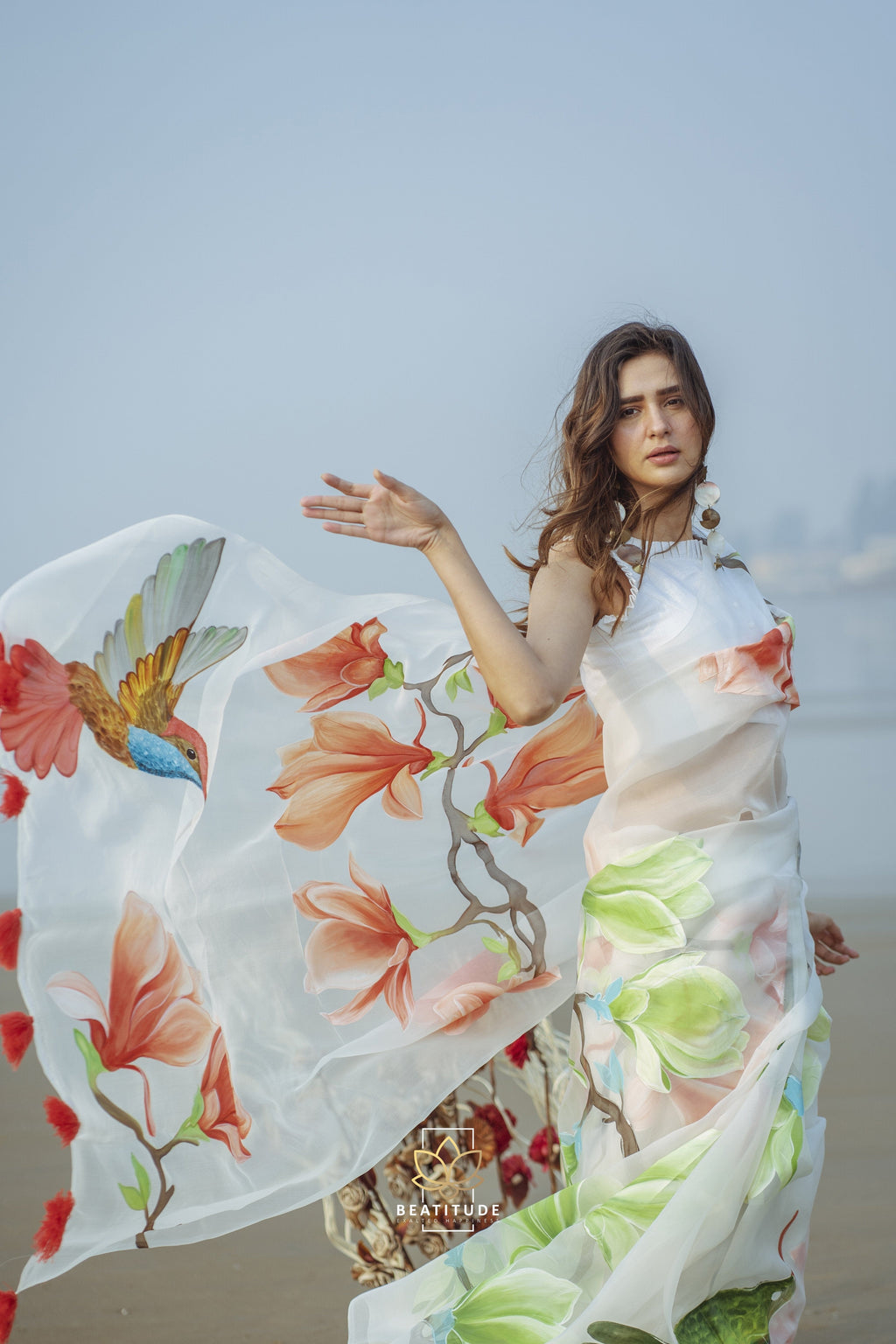 Euphrosyne - Organza Silk Handpainted Copyright Designer Saree