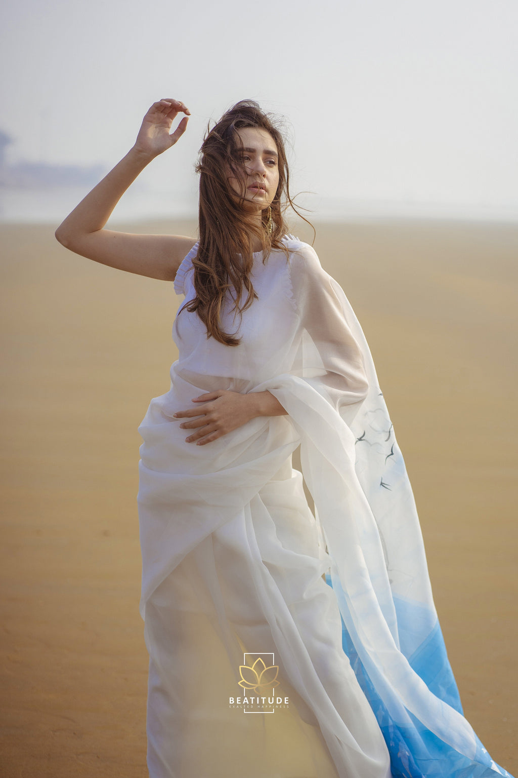 Hades Handpainted Copyright Designer Organza Silk Saree