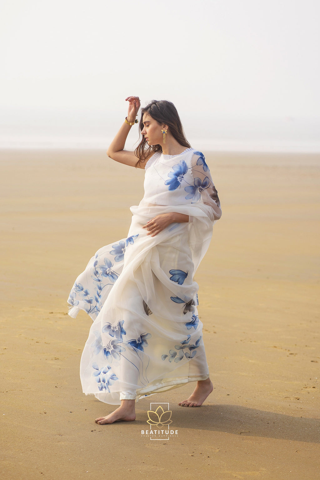 Hedone -  Organza Silk Handpainted Copyright Designer Saree