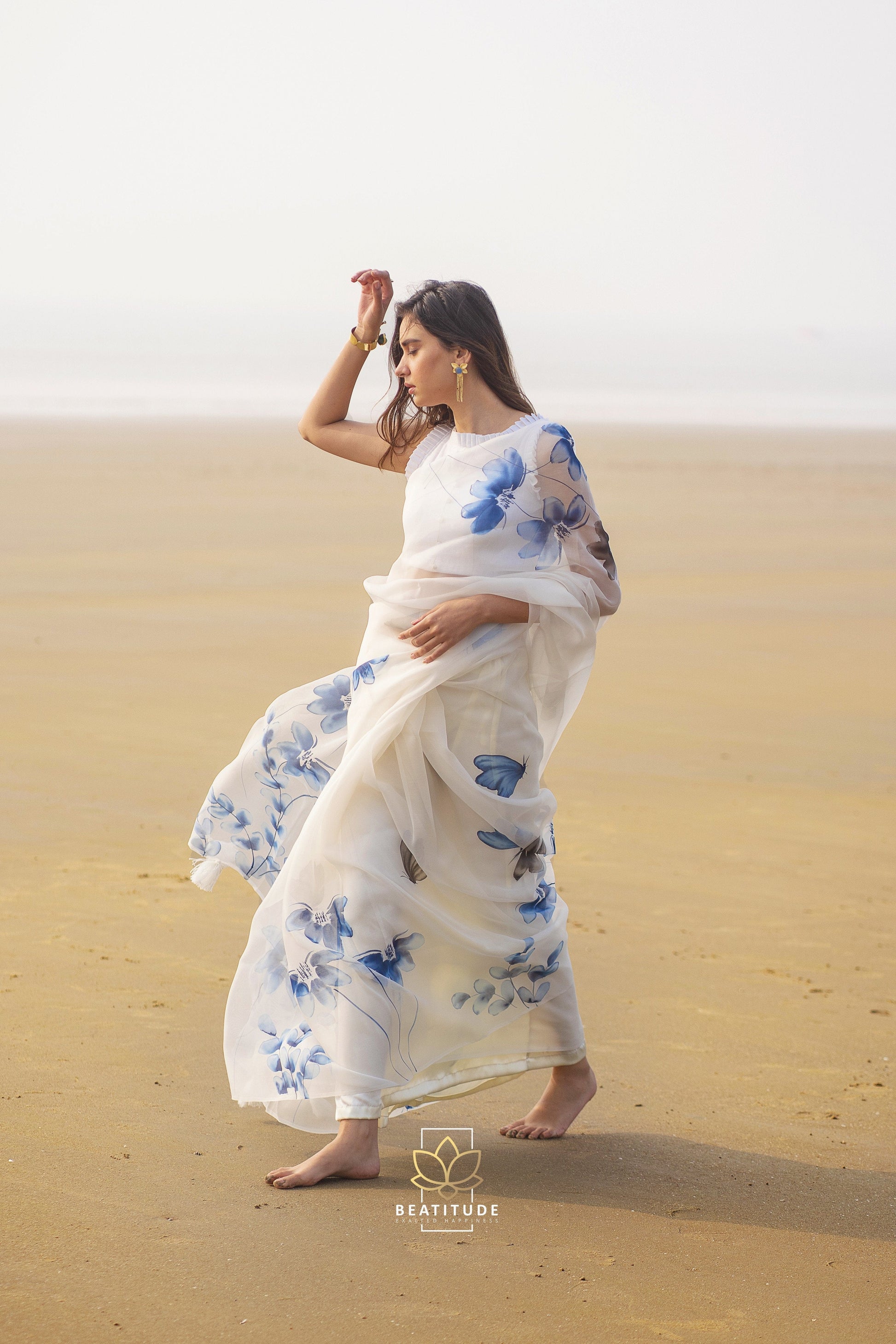 Hedone -  Organza Silk Handpainted Copyright Designer Saree