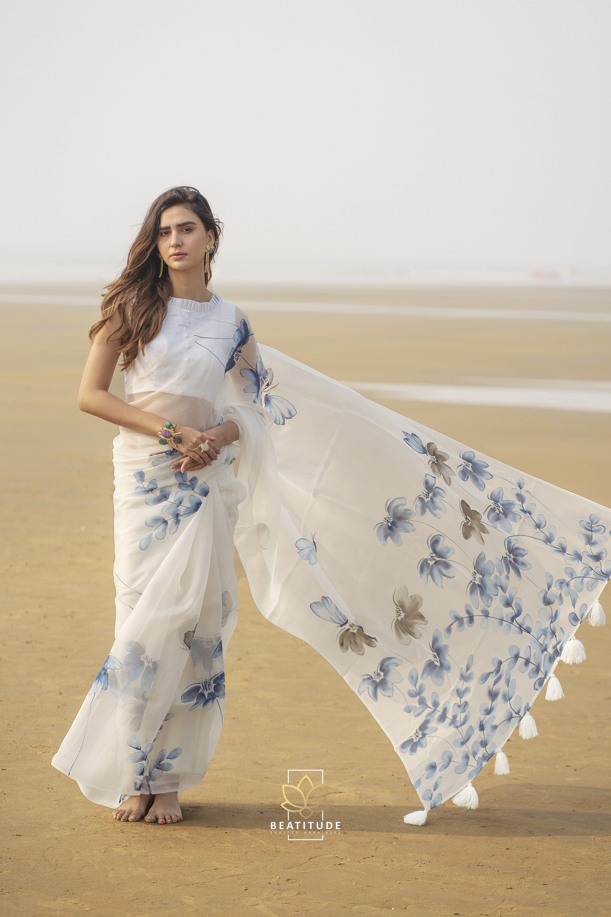 Hedone -  Organza Silk Handpainted Copyright Designer Saree