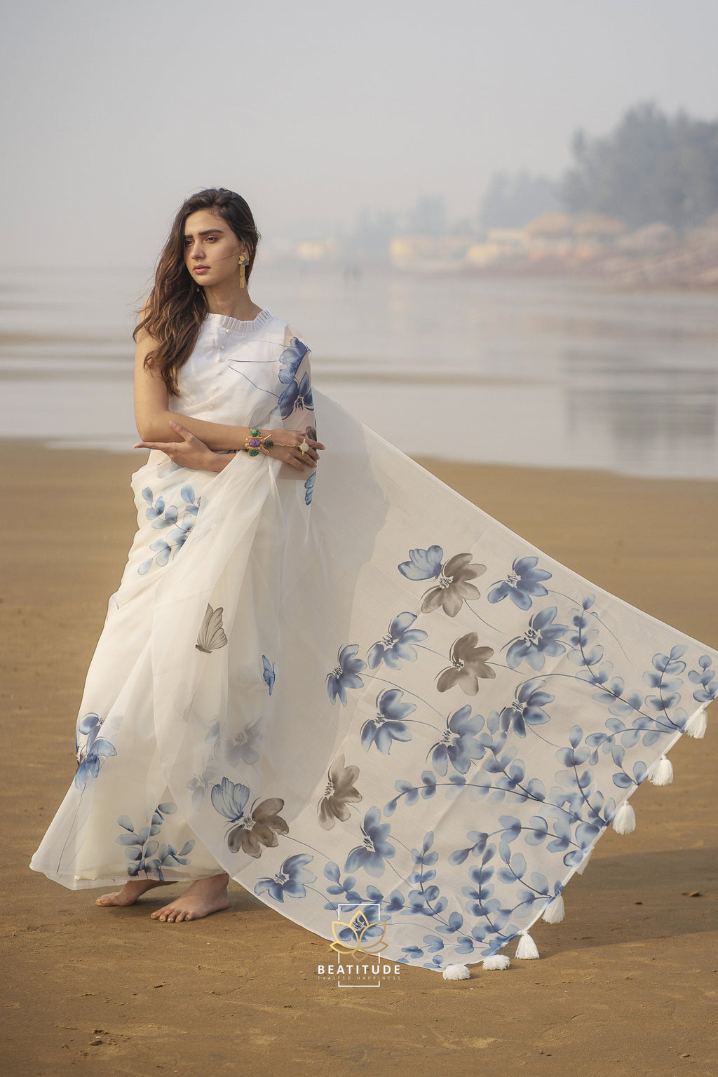 Hedone -  Organza Silk Handpainted Copyright Designer Saree