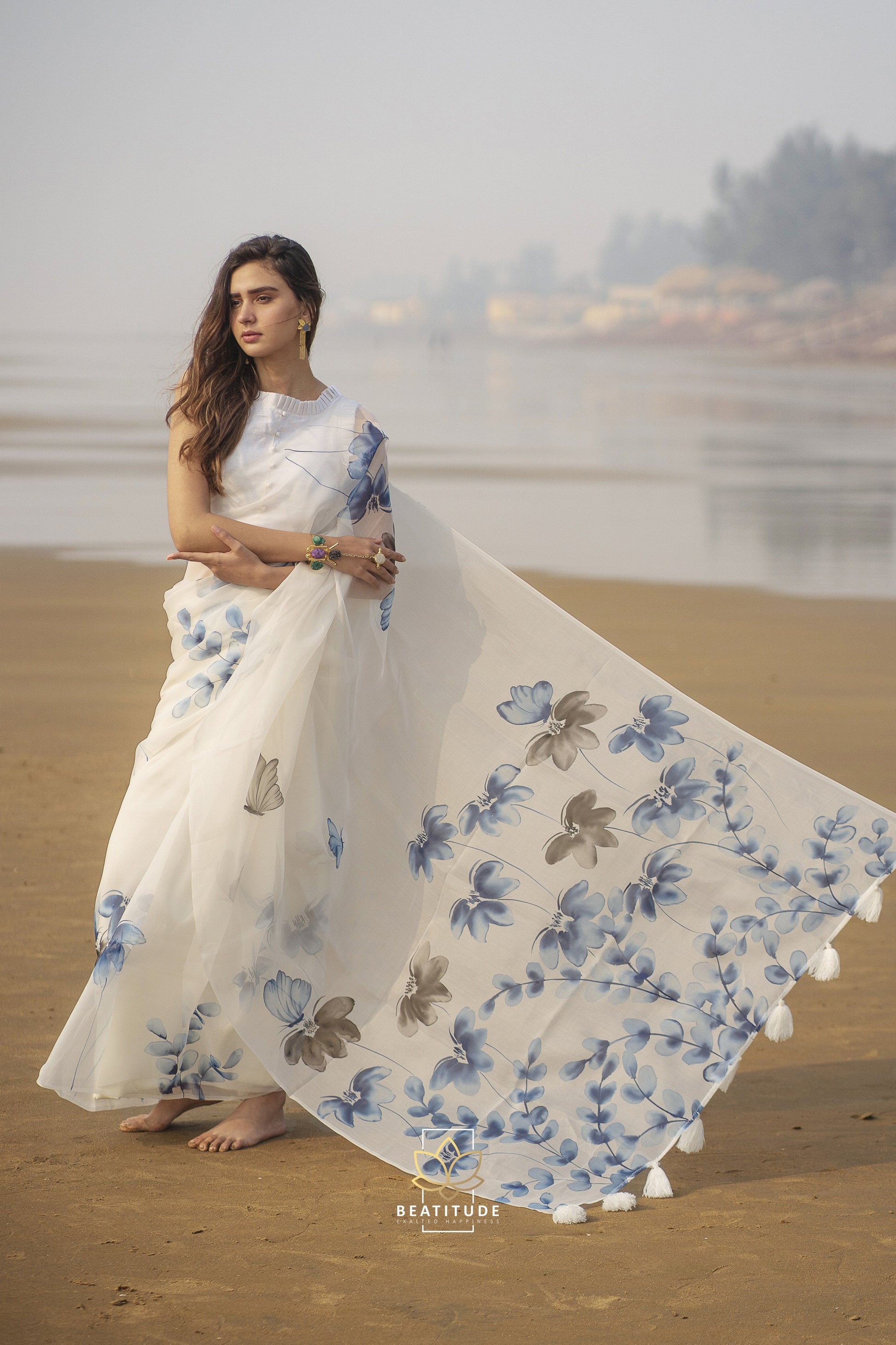 Hedone -  Organza Silk Handpainted Copyright Designer Saree