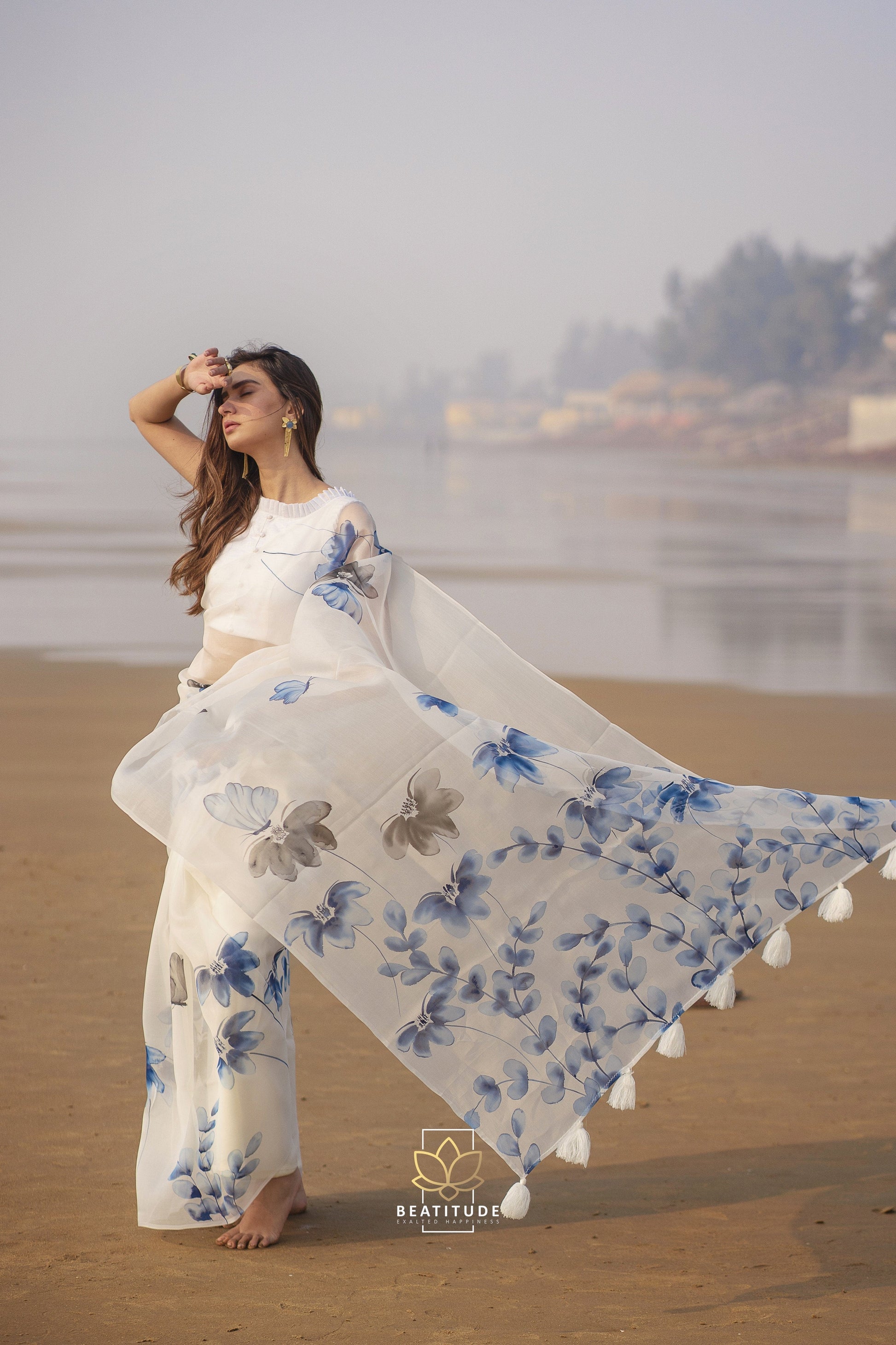 Hedone -  Organza Silk Handpainted Copyright Designer Saree