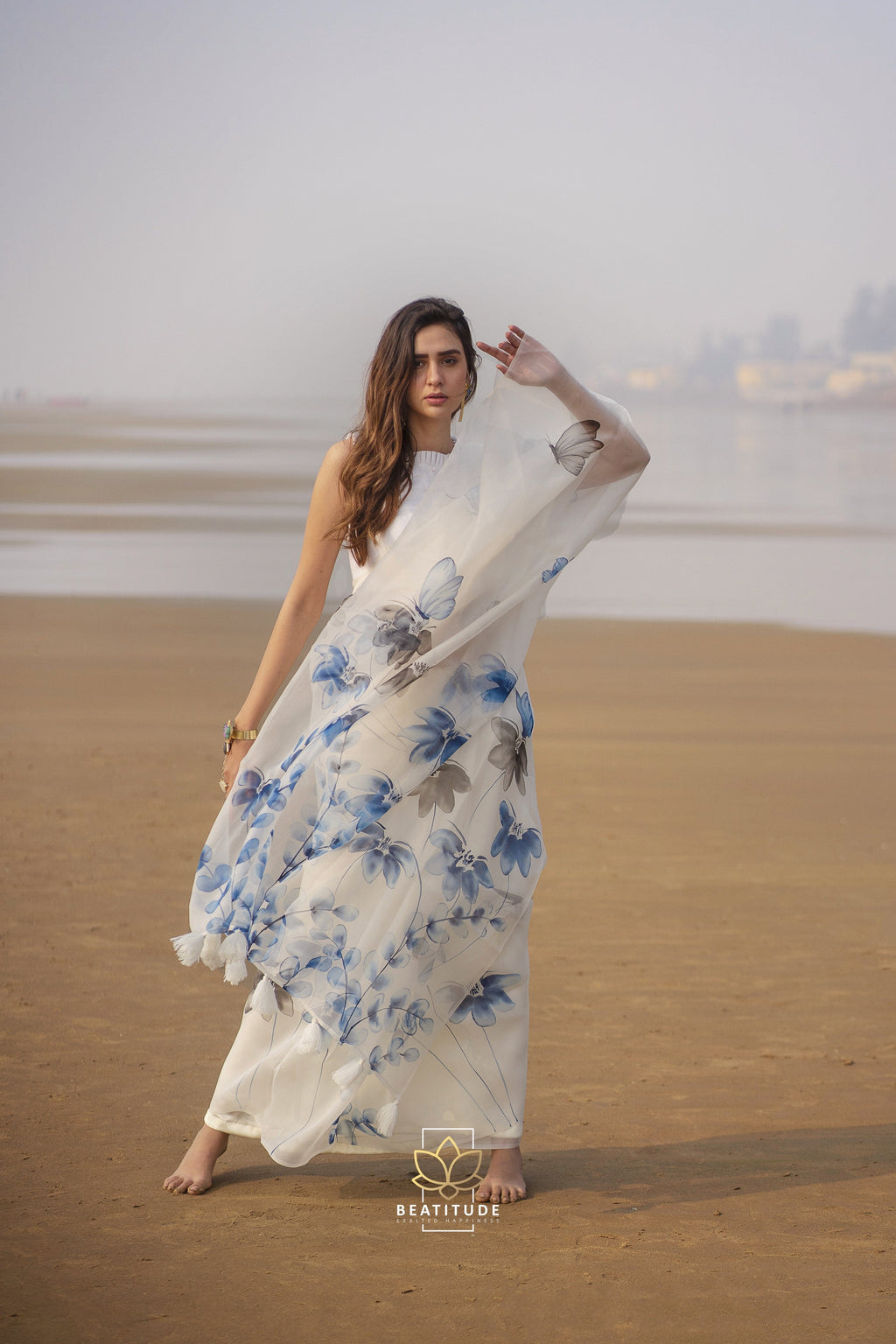 Hedone -  Organza Silk Handpainted Copyright Designer Saree