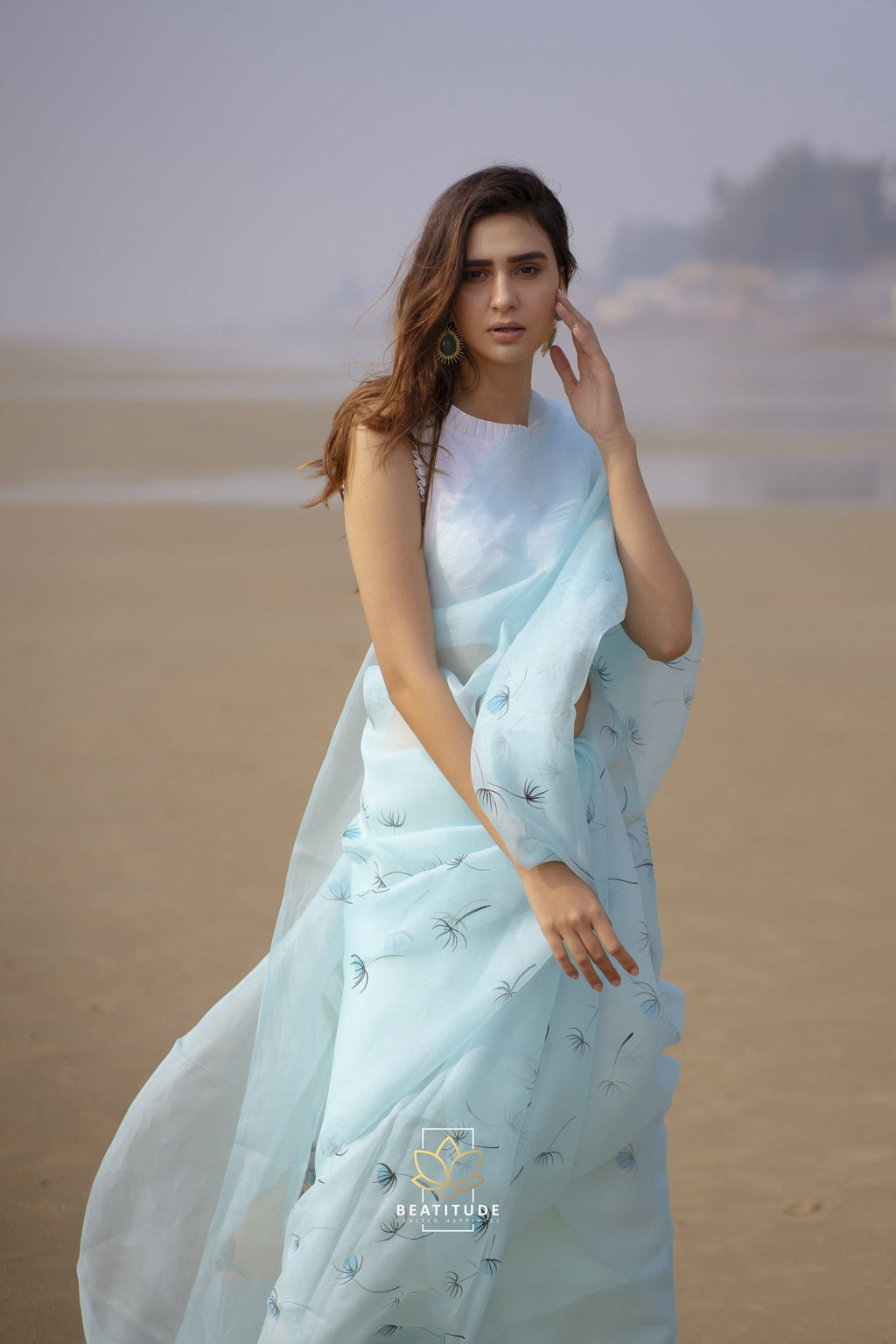 Rhea Handpainted Copyright Designer Organza Silk Saree