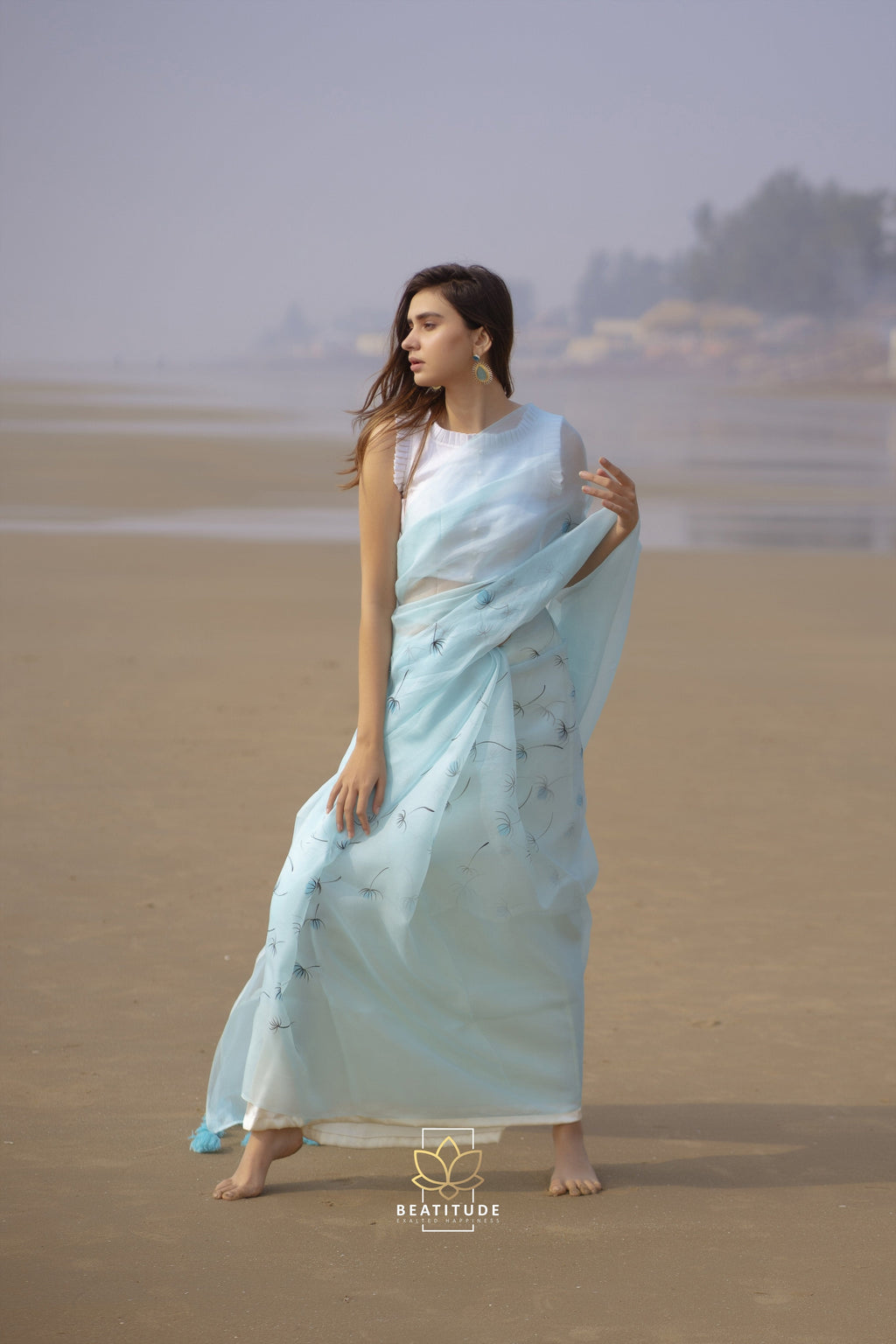 Rhea Handpainted Copyright Designer Organza Silk Saree