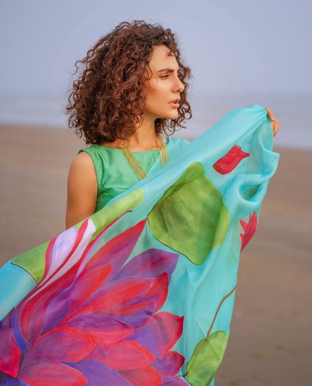 Plutus Handpainted Copyright Designer Organza Silk Saree