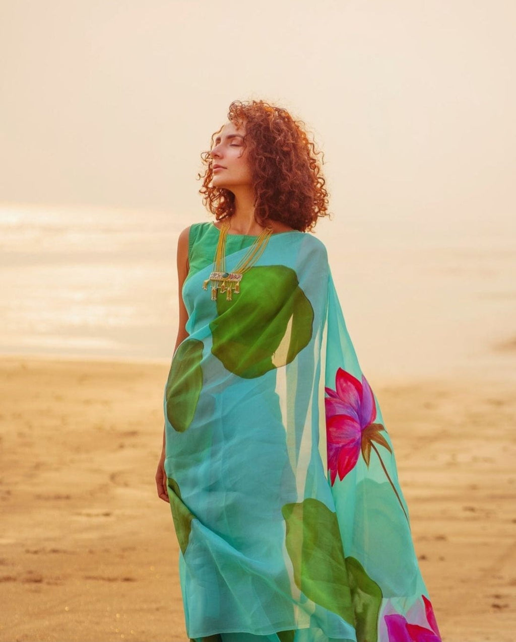 Plutus Handpainted Copyright Designer Organza Silk Saree